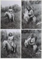 cca 1980 Kis kaland a kis lóval, 6 db finoman erotikus fénykép, 13x9 cm / cca 1980 6 erotic photos, 13x9 cm