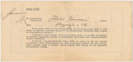 Pécs 1945. 50P "Szociáldemokrata Párt" elismervény T:II-,III