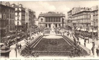 Marseille, Square de la Bourse et Monument de Pierre-Puget / Exchange square and the statue of Pierre-Puget (cut)