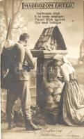Imádkozom érted! / WWI praying Austrian-Hungarian soldier and girl, couple (EK)