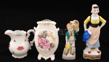 Vegyes porcelán tétel, különböző méretben és minőségben, 5db ebből 2 jelzett az egyik Zsolnay