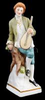 Sitzendorf porcelán lantos fiú, kézzel festett, jelzett, hibátlan, 25cm