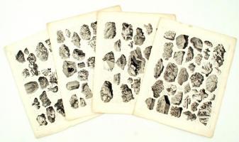 cca 1880 4 db különféle fametszet: kőzetek, ásványok, különböző méretben /  cca 1880 4 various wood engravings: types of rocks and minerals, in various sizes