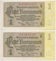 Német 3. Birodalom 1937. 1M (2x) sorszámkövetők T:I,I- German Third Reich 1937. 1 Mark (2x) sequential serials C:UNC,AU