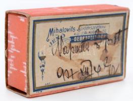 Mihalovits Jenő Gyógyszertára a Kígyóhoz Debrecenben papír gyógyszeres dobozka