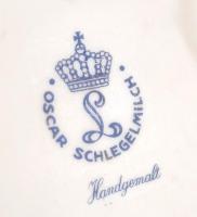 Oscar Schlegelmilch váza, aranyozott, kézzel festett, jelzett, hibátlan, cca 13x18cm