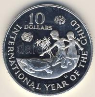 Cayman Szigetek 1982. 10$ Ag "Gyermekév" T:PP R!