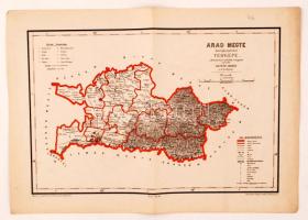 1880 Arad megye közigazgatási térképe. Hátsek Ignác - A magyar szent korona országainak megyei térképei. Rajzolta Hátsek Ignácz. Budapest, 1880. Rautmann Frigyes Kiadó Hivatala Posner Károly Lajos. Határszínezett kőnyomat,kis hibával a széleken, 37x54cm