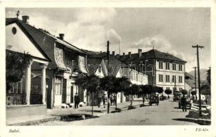 Rahó, Rakhiv; Fő tér, teherautó, automobil / main square, truck, automobile (ragasztónyom / gluemark)