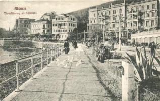 Abbazia, Mövenfütterung, Apotheke, Hotel Bellevue / Bellevue szálloda, gyógyszertár / feeding the seagulls, promenade, Pharmacy, hotel