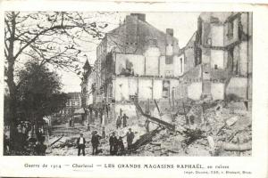 1914 Charleroi, Les Grands Magasins Raphael / ruins after WWI bombing (EB)