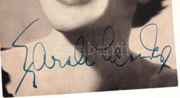 Zarah Leander (1907-1981) svéd énekes és színésznő saját kezű aláírása egy a művésznőt ábrázoló nyom...