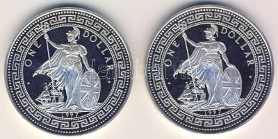 Nagy- Britannia 1997. "Trade 1$" Ag "Hong- Kong visszatér" 2klf db szines veret! T:PP