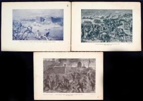 cca 1914-1918 Jelenetek az első világháborúból, feliratozott nyomtatott illusztrációk, 20 db, 31x23 ...