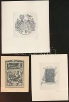 3 db ex libris: Friedrich Teubel(1884-1965) 2 db aláírt, J.W.Spenceley, jelzés nélkül