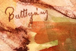 Olvashatatlan jelzéssel: Ülő női akt. Vegyes technika, papír, 51×34 cm