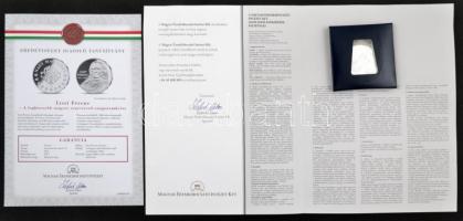 Ifj. Szlávics László (1959-) 2011. "Liszt Ferenc / Nagy magyarok" ezüstözött Cu emlékérem,...