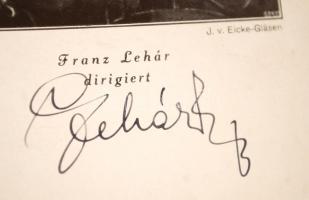 Lehár Ferenc (1870-1948) zeneszerző, operettkomponista, karmester saját kezű aláírása egy a művész á...