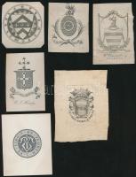 10 db címeres ex libris, klisék, rézmetszetek(John Henry Ellis M.A. tisztelendő elöljáró, Thomas Bever(1725-1791) a jogtudományok doktora, Wm. Constable tekintetes királyi tudományos tagja)