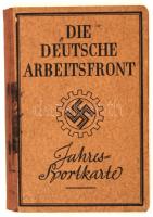 1941 Die Deutsche Arbeitsfront, Jahres Sportkarte, Német birodalmi fényképes útlevél, 15x10cm