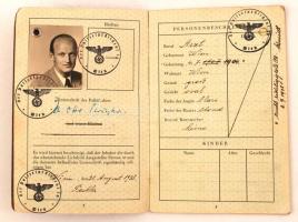 1938 Deutsches Reich Reisepass,  Német birodalmi fényképes útlevél orvos részére kiállítva, 16x10cm