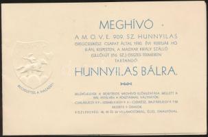 1930 Meghívó a MOVE Hunnyilas Báljára, a fővédnökök és rendezők névsorával
