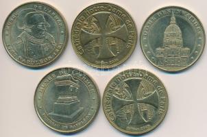 Franciaország 2005. 5db klf fém zseton, közte "Nortre-Dame", "Napóleon sírja" T:2 France 2005. 5pcs of diff metal tokens, including "Notre-Dame", "Napoleon's tomb" C:XF