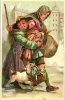A cserkész ahol tud, segít / Scout carrying a baby, s: Márton L.