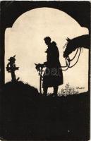 4 db RÉGI motívum képeslap, katonai motívum, az egyik lapon első világháború korabeli gyakorló tank ...