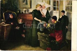 4 db RÉGI motívum képeslap, katonai motívum, az egyik lapon első világháború korabeli gyakorló tank ...