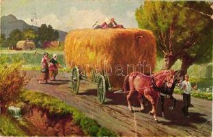 8 db RÉGI motívum képeslap, mezőgazdasági témájú, aratás, cséplés, vegyes minőség / 8 old motive pos...