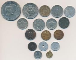 17db-os vegyes magyar és külföldi érme tétel, közte Amerikai Egyesült Államok, Románia + aranyozott ...