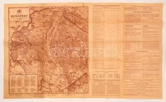 cca 1930 Budapest térkép sok turisztikai információval német nyelven, 50x83cm