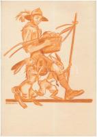 Márton Lajos (1891-1953): Cserkész húsvét, pasztell, papír, jelzett, 30×21 cm