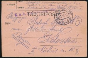 1917 Tábori posta levél / Field post cover K.u.k. Ausbildungsgruppe I + EP 445 a