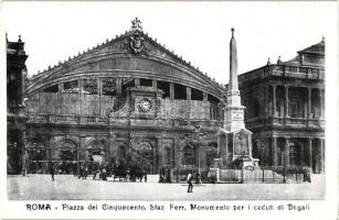 Rome, Roma; &#039;Piazza dei Cinquecento. Staz Ferr. Monumento per i caduti di Dogali&#039; / square, railway station, Battle of Dogali monument