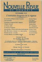 1937 Ottlik György diplomata és újságíró tiszteletére rendezett vacsora menükártyája a Nouvelle Revue de Hongrie és a Pester Lloyd reklámjával