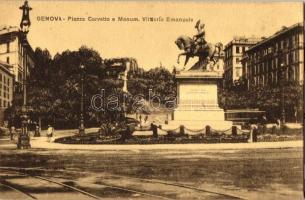 Genova, Piazza Corvetto e Monum. Vittorio Emanuele / square, statue