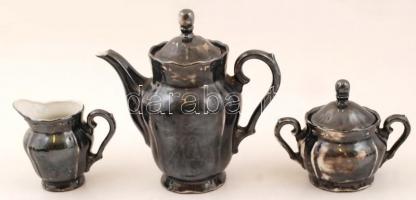 Bavaria porcelán mokkás készlet: fedeles kiöntő (M: 18,5 cm), cukortartó (m: 10,5 cm), kis kiöntő (m...