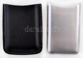 Szivartartó, bőr és fém, szép állapotban, h: 11-16cm között