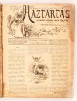 1902 Háztartás A magyar háziasszonyok közlönye.VIII. évfolyam 1-18. szám. Kiadói kopott egészvászon ...