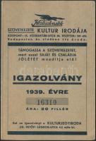 1939 Nemzeti Sportuszoda által kiállított fényképes igazolvány