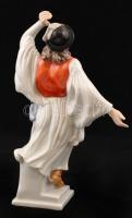 Herendi táncoló juhász, kézzel festett, hibátlan, jelzett, m: 30 cm