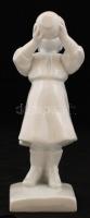 Herendi ivó lány, fehér mázas porcelán, hibátlan, jelzett, m: 19 cm