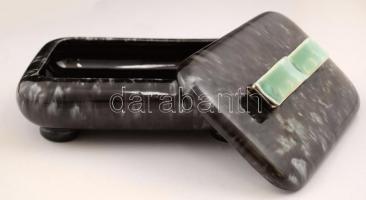 Zsolnay asztali kínáló tetővel, mázas kerámia hibátlan, jelzés nélkül, 20x13x9 cm