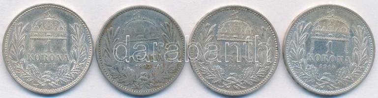 1893-1915. 1K Ag "Ferenc József" 4xklf dátum T:2,2-,3(csak egy db)