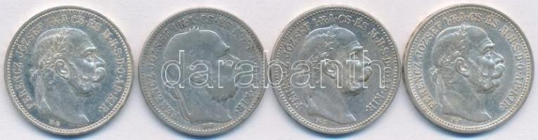 1893-1915. 1K Ag "Ferenc József" 4xklf dátum T:2,2-,3(csak egy db)
