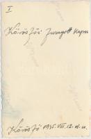 1938 Körösfő, Kalotaszegi népviselet, hátoldalon feliratozott fotó, 9x6 cm