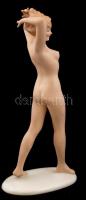 Wallendorf sétáló akt, kézzel festett, jelzett, hibátlan, m:22,5 cm/ Wallendorf nude, perfect condit...