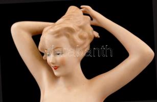 Wallendorf sétáló akt, kézzel festett, jelzett, hibátlan, m:22,5 cm/ Wallendorf nude, perfect condit...